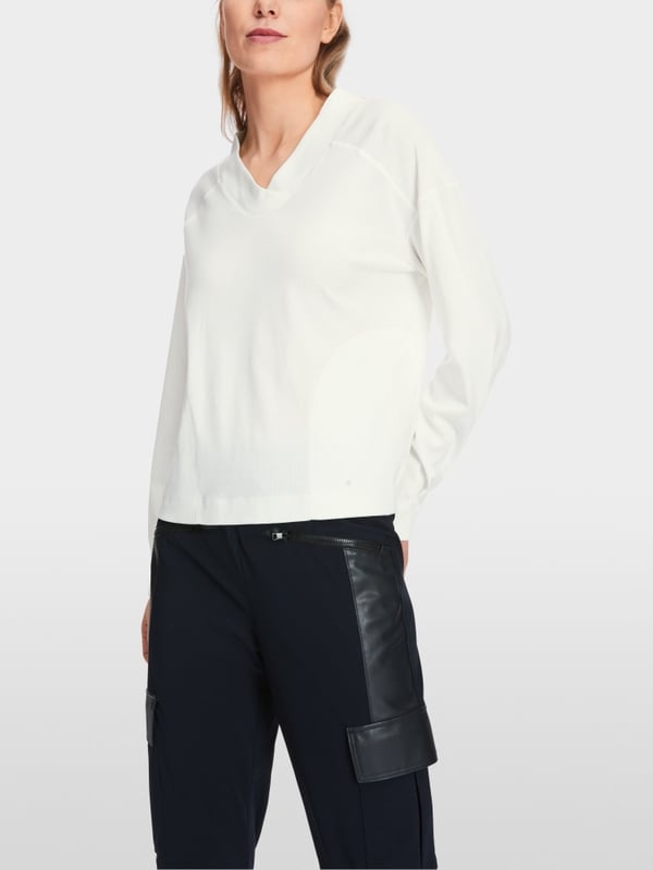 Marc Cain Langärmeliges T-Shirt aus Baumwoll-Ripp Kostenloser Versand