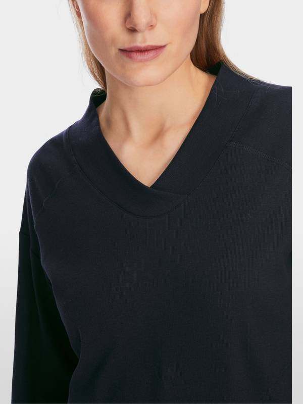 Marc Cain Langärmeliges T-Shirt aus Baumwoll-Ripp Limitierter Zeitrabatt
