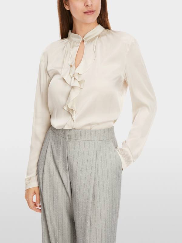 Marc Cain Elegante Bluse mit Volant 2025