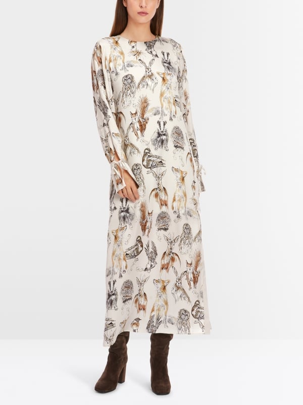 Marc Cain Langes Kleid mit Tierprint Fabrikverkauf