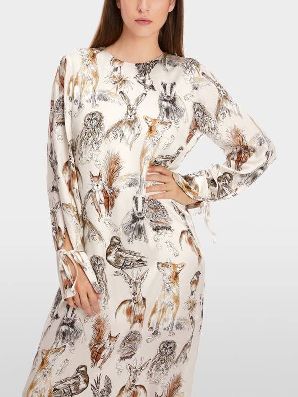 Marc Cain Langes Kleid mit Tierprint Fabrikverkauf