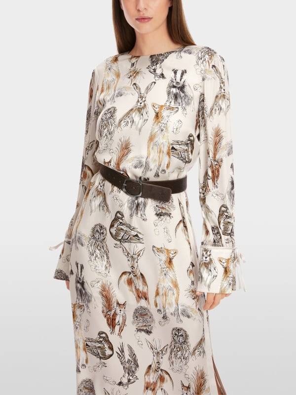 Marc Cain Langes Kleid mit Tierprint Fabrikverkauf