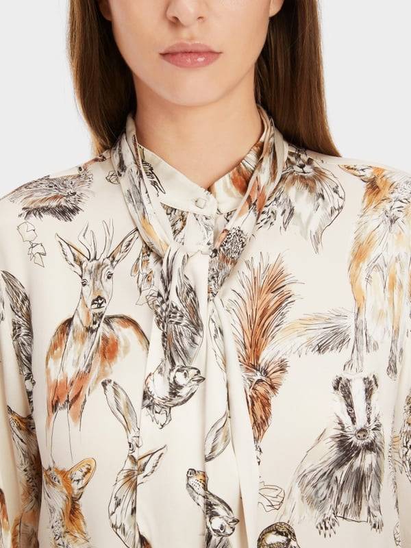 Marc Cain Seidenbluse mit Schluppe & Alloverprint Fabrik Onlineshop