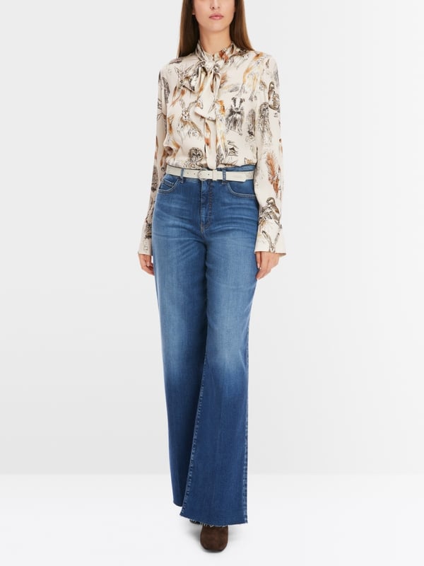 Marc Cain Seidenbluse mit Schluppe & Alloverprint Fabrik Onlineshop