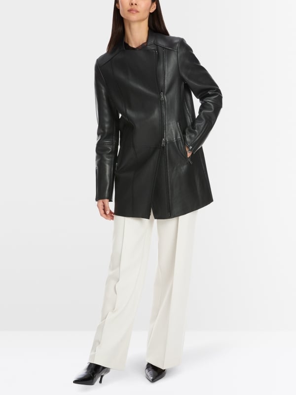 Marc Cain Lange Lederjacke mit Zipp Sonderangebote