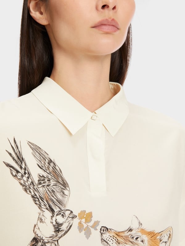 Marc Cain Bluse mit Polokragen und Print Blitzverkäufe