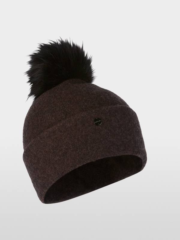 Marc Cain Strickmütze mit Fun Fur Pompon