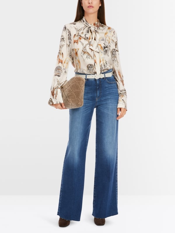 Marc Cain Seidenbluse mit Schluppe & Alloverprint Zeitbegrenzte Promotion