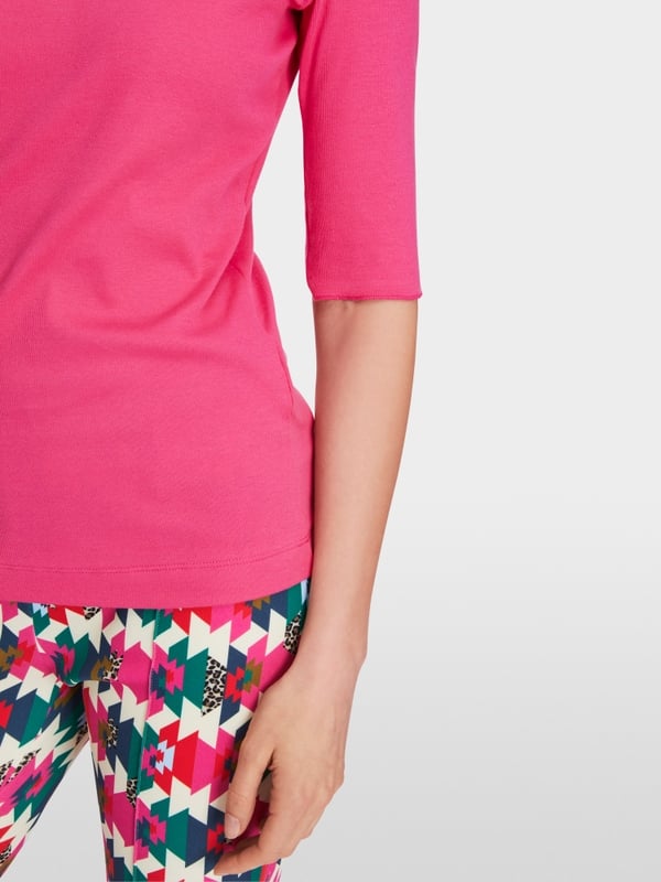 Marc Cain Baumwoll-T-Shirt mit 3/4-Ärmel Online Outlet