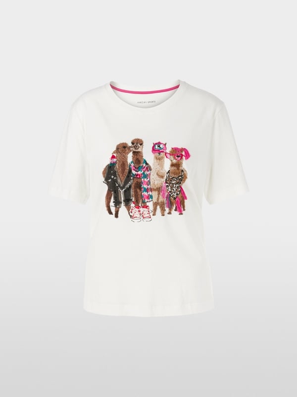 Marc Cain Baumwoll-T-Shirt mit Lama-Gang-Motiv Neueste Stile