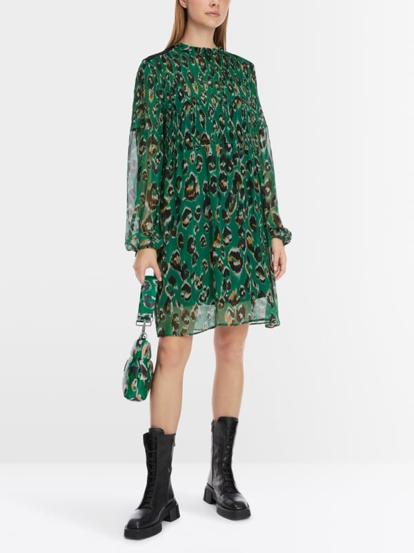Marc Cain Gesmoktes Greo-Print-Kleid 50% Rabatt mit kostenlosem Versand
