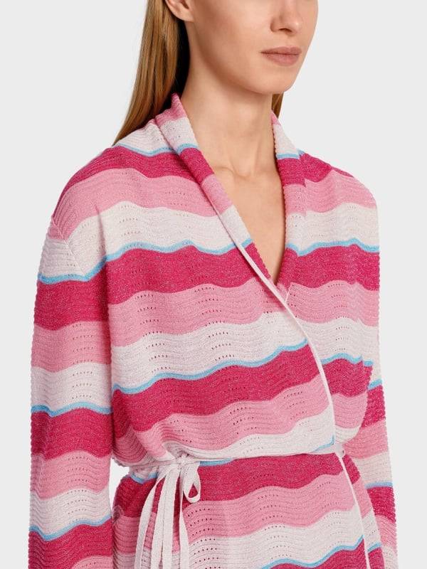 Marc Cain Gestreifter Cardigan im Wellenmuster Preisnachlass