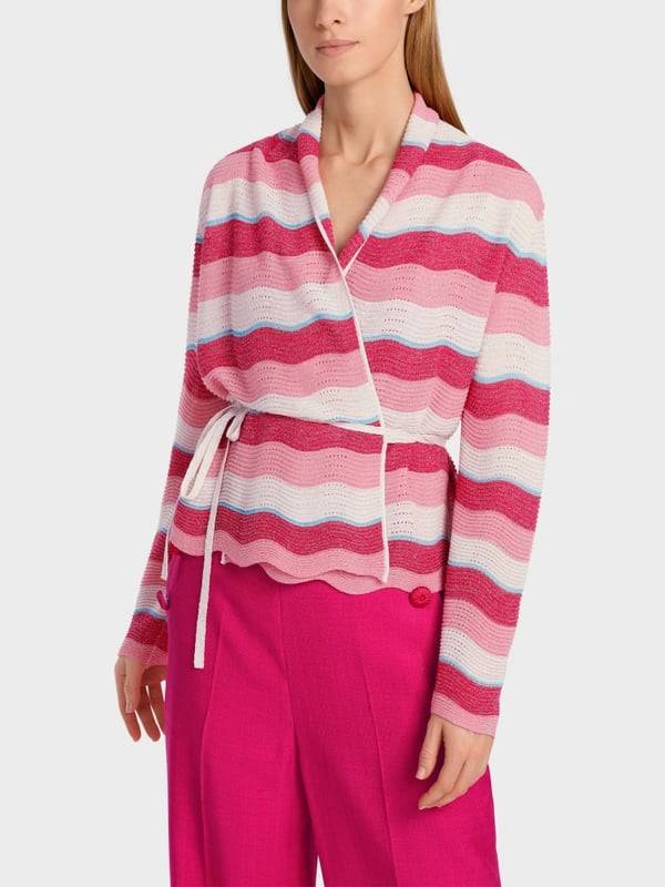 Marc Cain Gestreifter Cardigan im Wellenmuster Preisnachlass