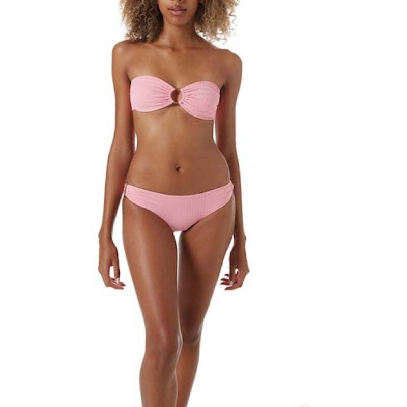 BIKINIS Evita Padded Bandeau Bikini Blush Ribbed Hotsell