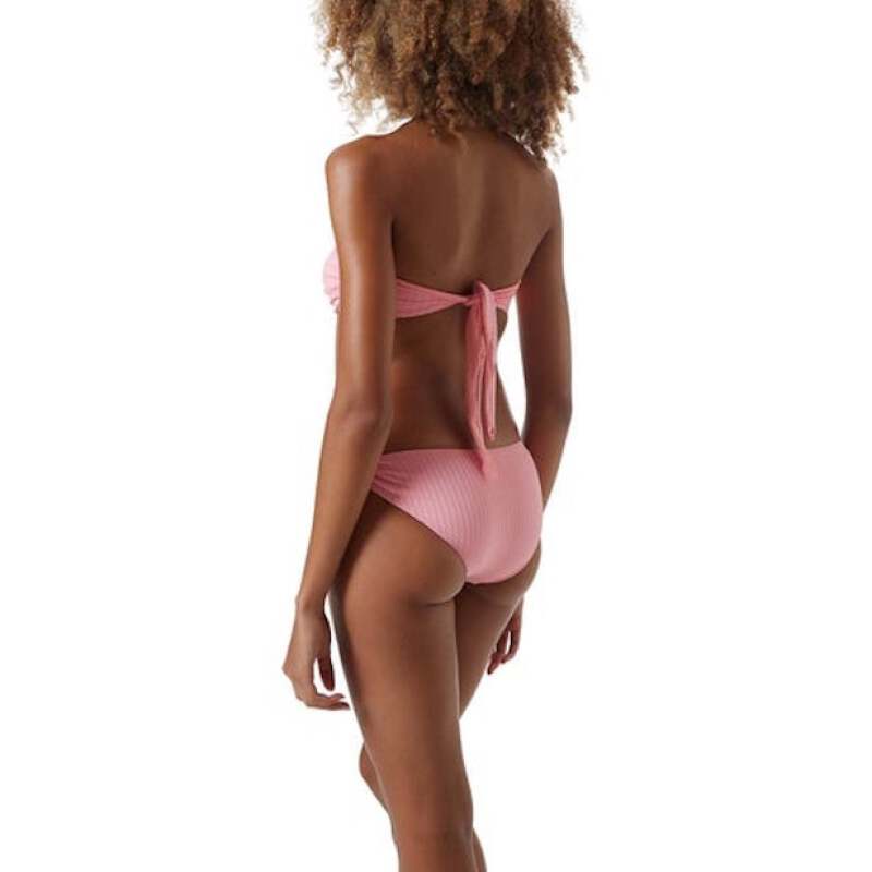 BIKINIS Evita Padded Bandeau Bikini Blush Ribbed Hotsell