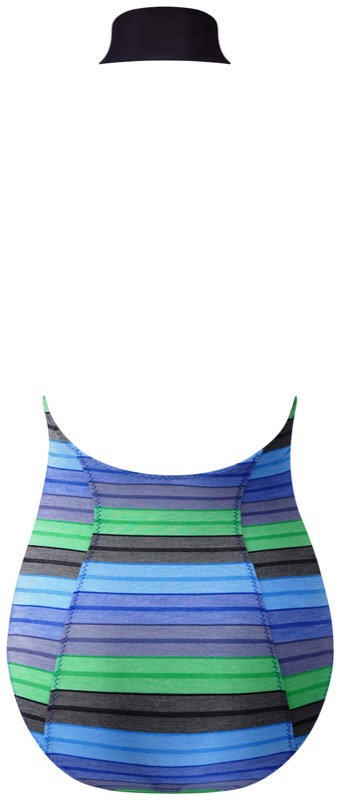 SALE Lisa Marie Streifen Badeanzug Navy Green Kostenloser Versand