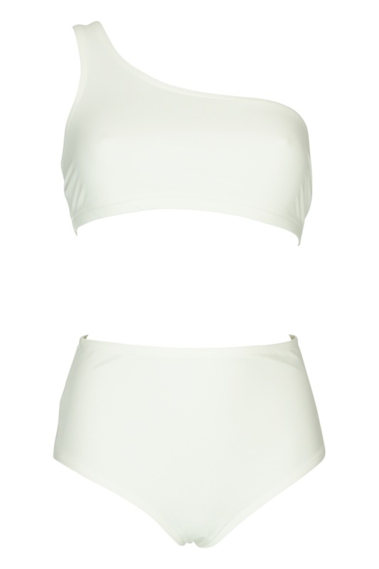 NEUHEITEN Basic Asymmetrischer Bikini weiß Preisnachlass