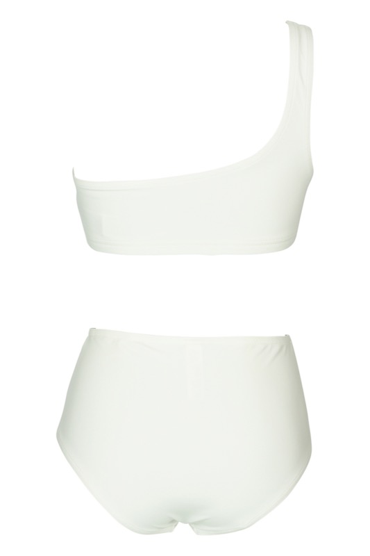NEUHEITEN Basic Asymmetrischer Bikini weiß Preisnachlass