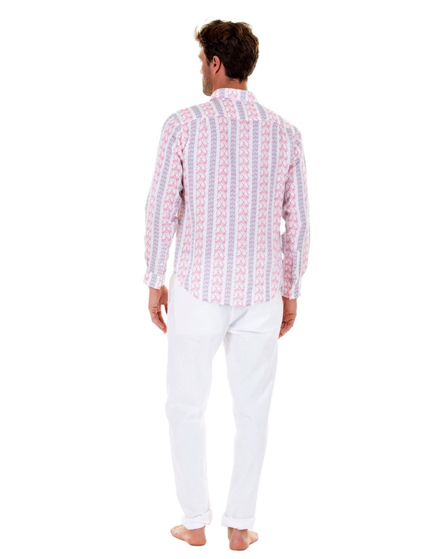 HERREN Leinenhemd mit Streifen in rot Online