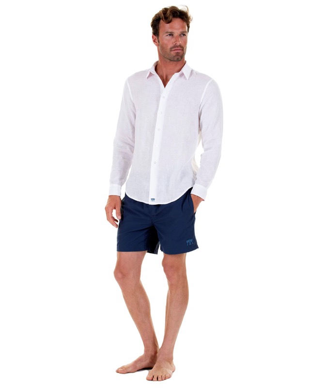 HERREN Leinenhemd in weiß Outlet