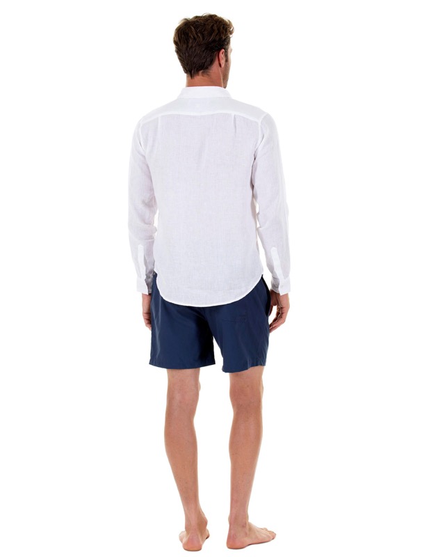 HERREN Leinenhemd in weiß Outlet