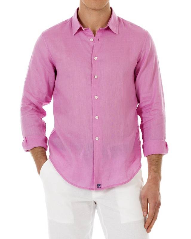 HERREN Leinenhemd in rosa Auslauf