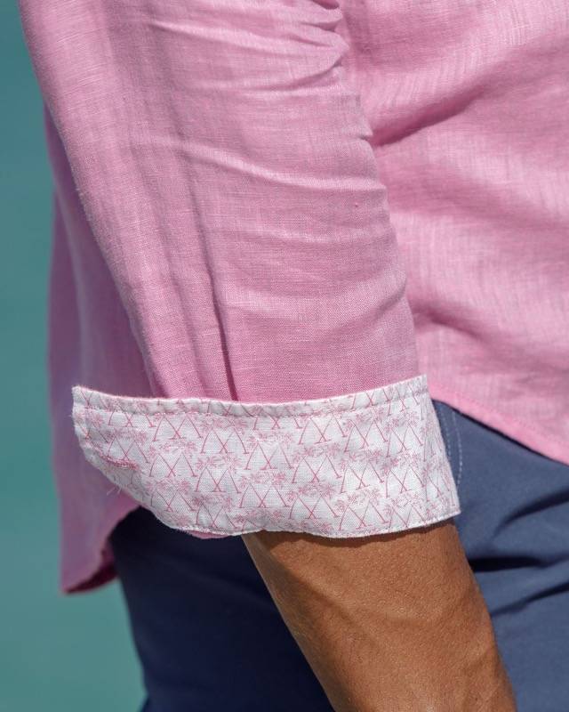 HERREN Leinenhemd in rosa Auslauf