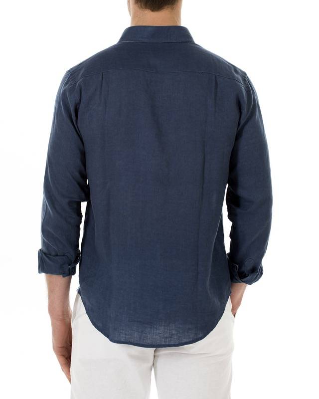 HERREN Leinenhemd dunkelblau im Angebot