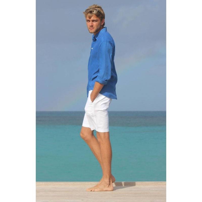 HERREN Leinen Short weiß Kostenloser Versand