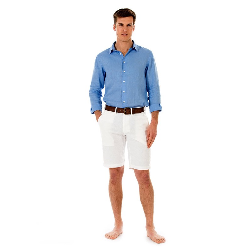 HERREN Leinen Short weiß Kostenloser Versand