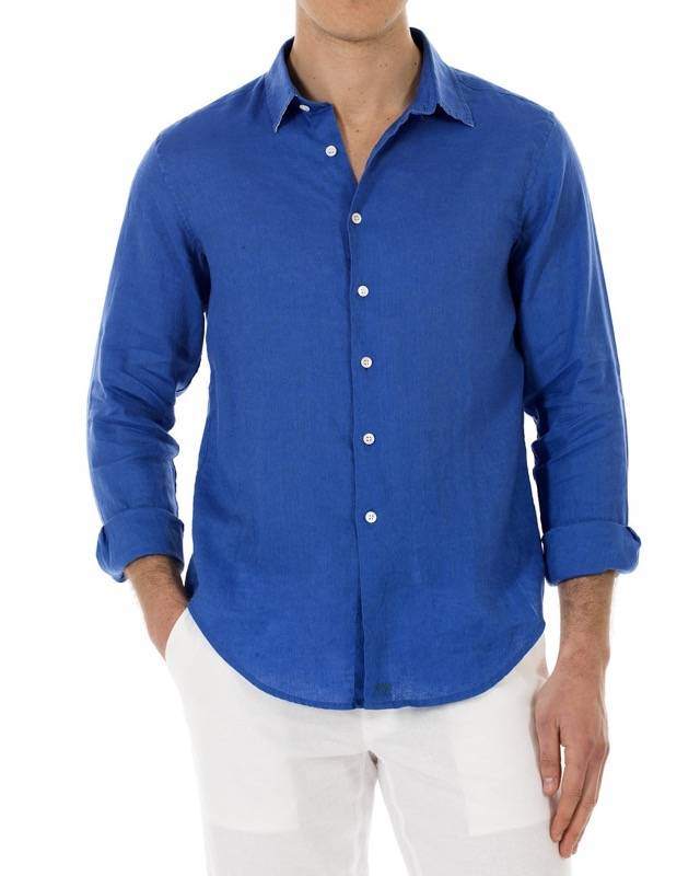 HERREN Leinenhemd in blau Limitierter Zeitrabatt