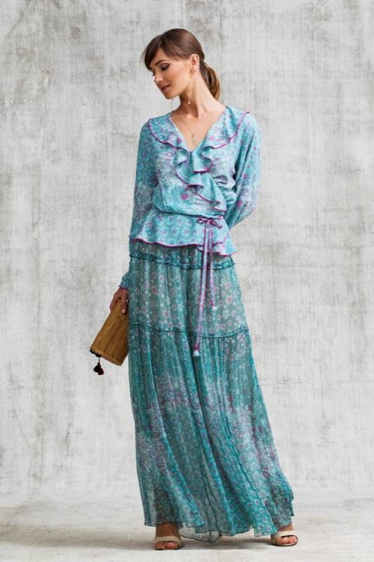 SALE Elise Wickel-Bluse in Green Butterfly Muttertagsangebot