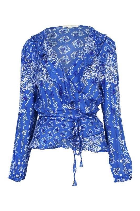 SALE Elise Wickel-Bluse in Blue Butterfly Valentinstagsangebot