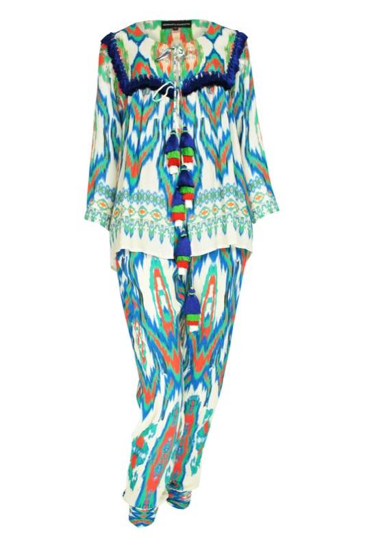 RESORTWEAR Ikat Hose in Grün mit Quasten Super Rabatt