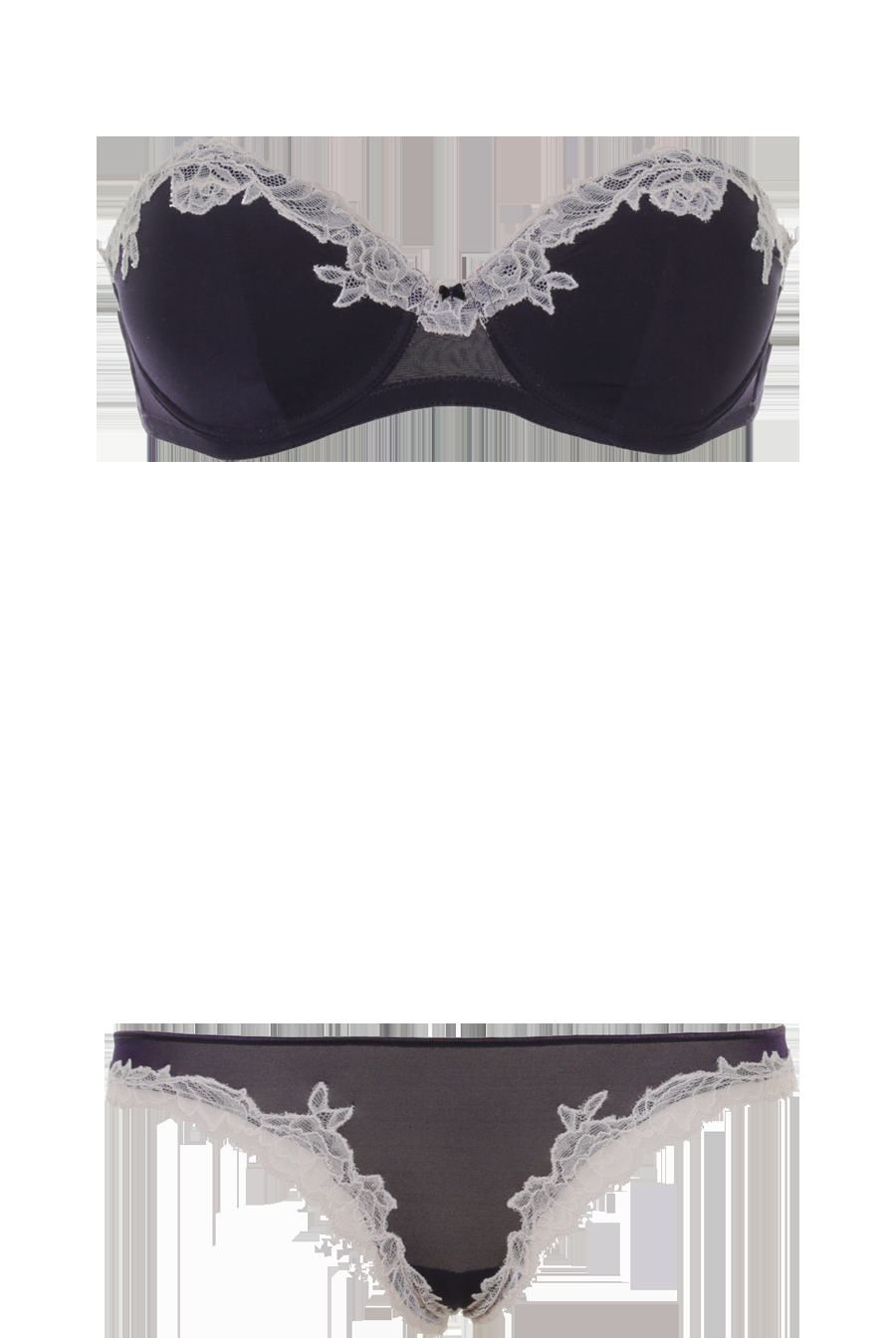 LINGERIE Bangkok gefütterter Bandeau BH in Navy mit puderfarbener Spitze Online