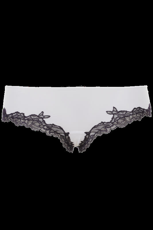 LINGERIE Baltimora Panty in Off-Weiß mit navyfarbener Spitze