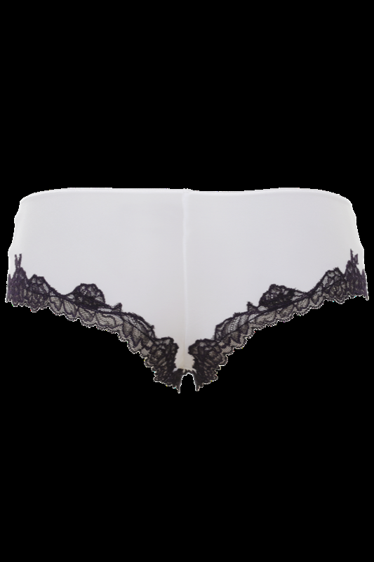 LINGERIE Baltimora Panty in Off-Weiß mit navyfarbener Spitze Meist gekauft