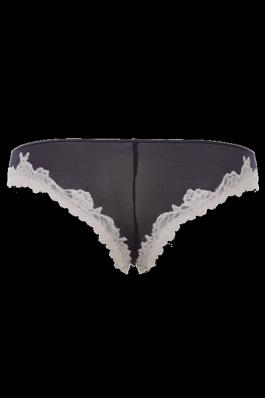 LINGERIE Bangalore String Brazilian cut in Navy mit puderfarbener Spitze Limitierter Zeitrabatt