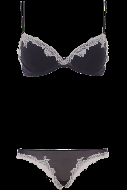LINGERIE Bremer gefütterte drei-viertel Schale in Navy mit puderfarbener Spitze Versandkostenfrei