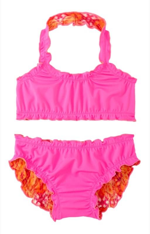 KINDER Girls Clara Triangle Bikini Coral Print Auslauf