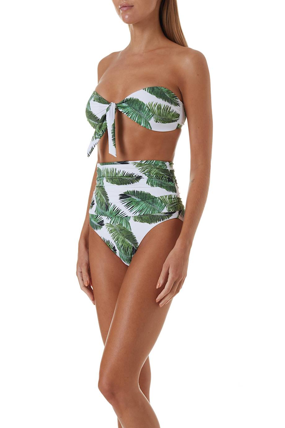 SALE Caribe Padded Bandeau Bikini Palm White Top Angebot
