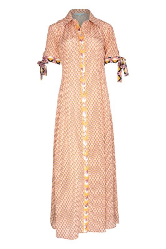 SALE Maxikleid im Geometrischen Print Rosa Sonderangebot