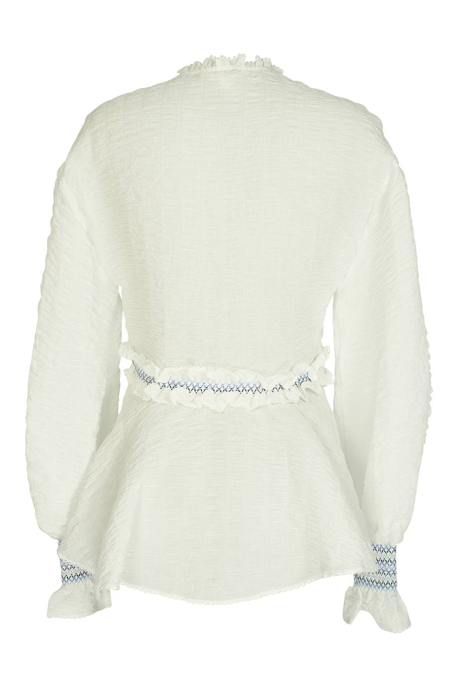 SALE Gesmoktes V-Top in weiß Online Shopping
