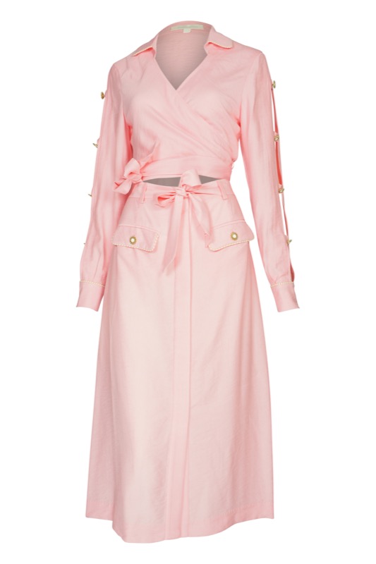 SALE Piped Luxe Wickelbluse Rosa Saisonschlussverkauf
