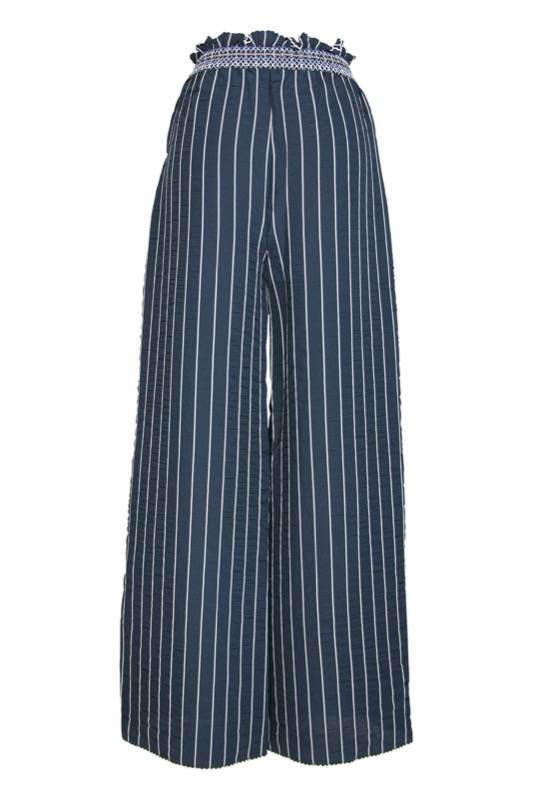 SALE Gesmokte Hose mit Schlitz in dunkelblau Cyber Monday