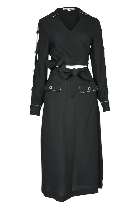 SALE Piped Luxe Wickelbluse schwarz Osterangebot