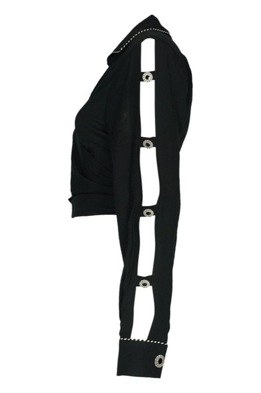 SALE Piped Luxe Wickelbluse schwarz Osterangebot