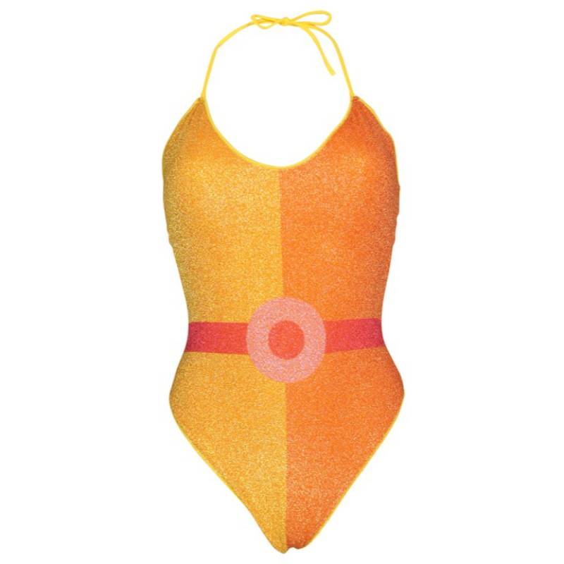 SALE Lurex Padded Badeanzug Gelb Neueste Mode