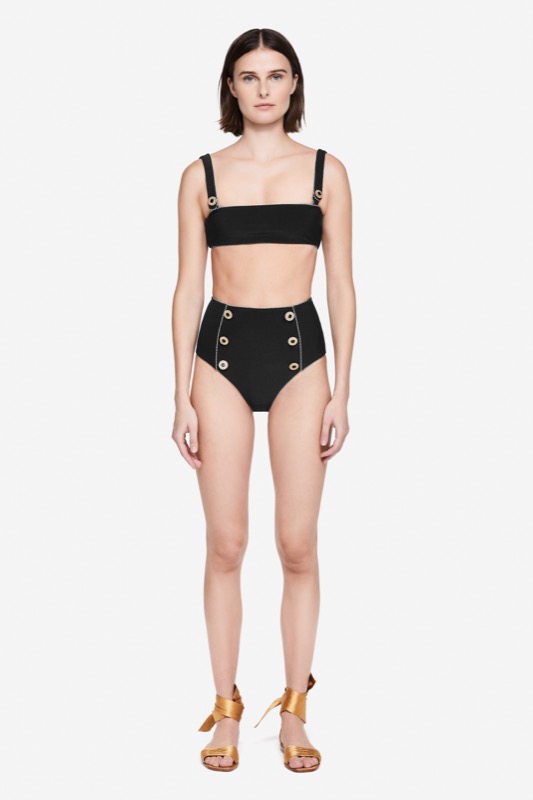 SALE Piped Luxe Strap Bikini schwarz Räumungsverkauf