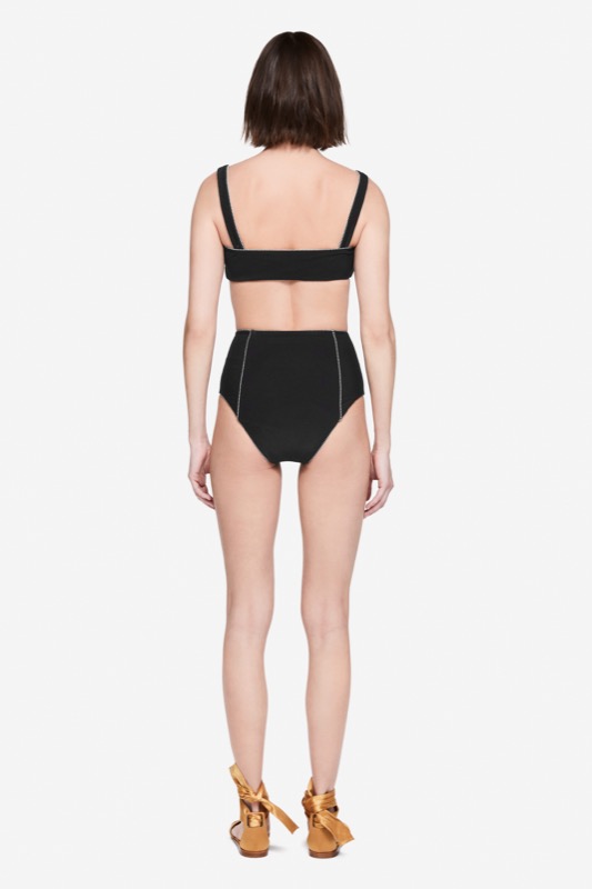 SALE Piped Luxe Strap Bikini schwarz Räumungsverkauf